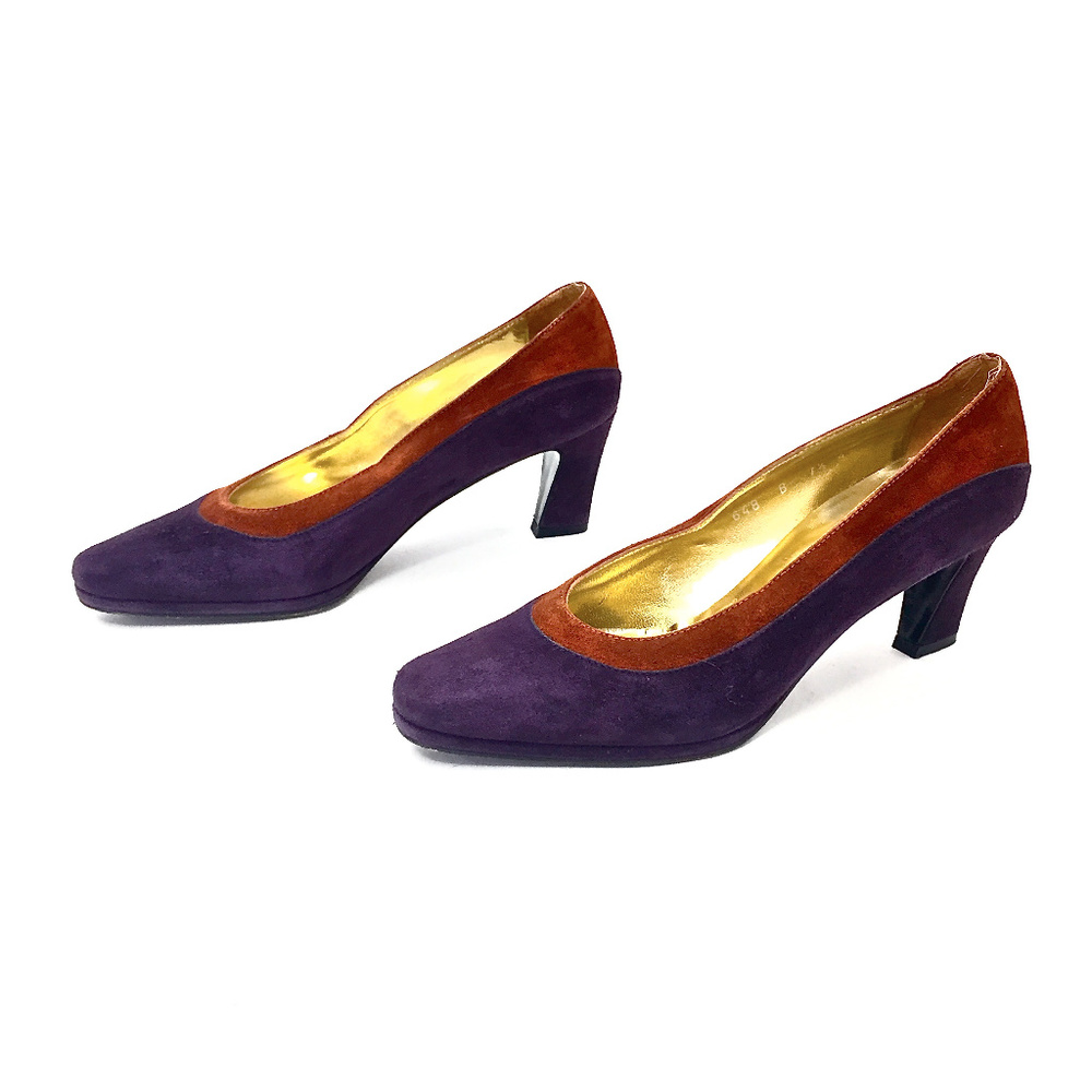 🧡VTG Escada Purple/Orange Suede Pumps Sz 7.5 🧡 - Picture 4 of 8